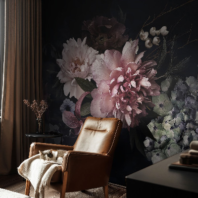 Papel mural con patrón decorativo con un motivo de arreglo floral