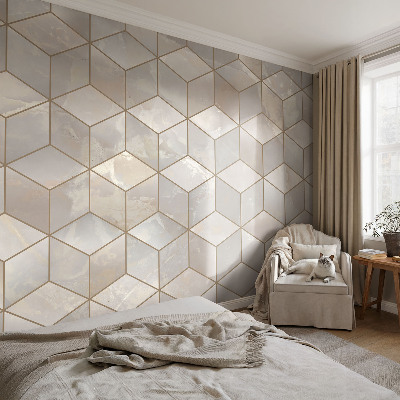 Papel mural texturado decorativo con diseño de mosaico geométrico