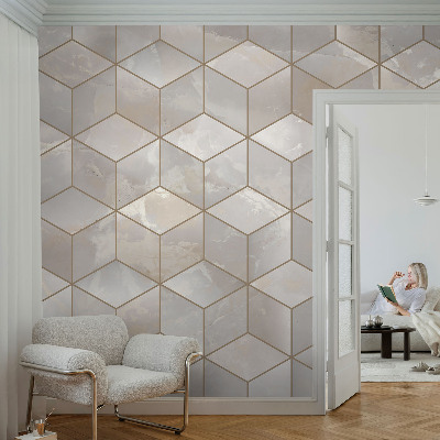 Papel mural texturado decorativo con diseño de mosaico geométrico