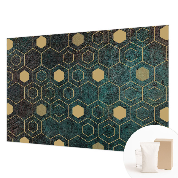 Fotomural decorativo para cabecero de cama con motivo de hexágonos geométricos