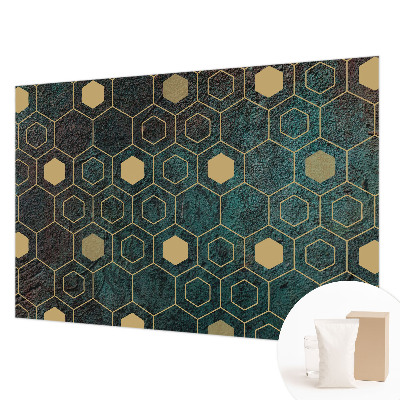Fotomural decorativo para cabecero de cama con motivo de hexágonos geométricos