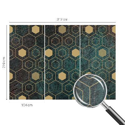 Fotomural decorativo para cabecero de cama con motivo de hexágonos geométricos