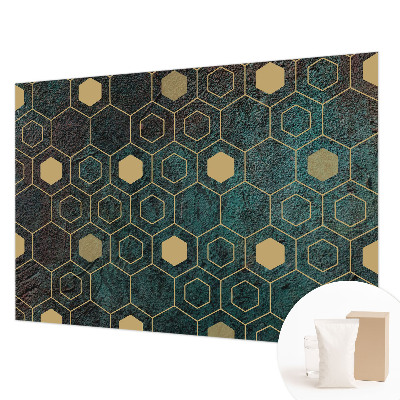 Fotomural decorativo para cabecero de cama con motivo de hexágonos geométricos