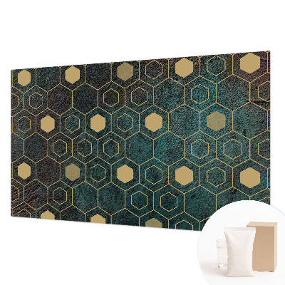 Fotomural decorativo para cabecero de cama con motivo de hexágonos geométricos