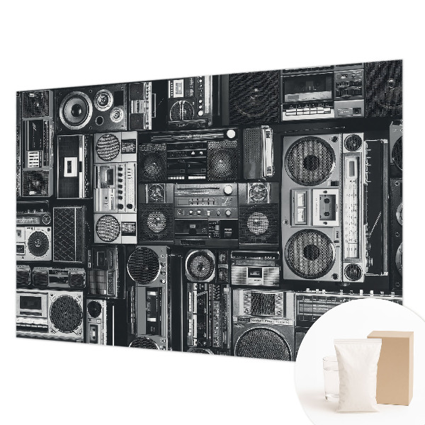 Papel mural texturado decorativo con diseño de radio retro