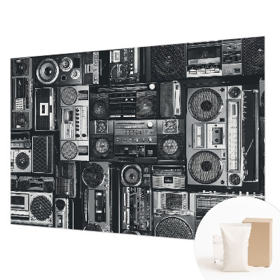 Papel mural texturado decorativo con diseño de radio retro