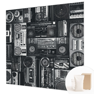 Papel mural texturado decorativo con diseño de radio retro
