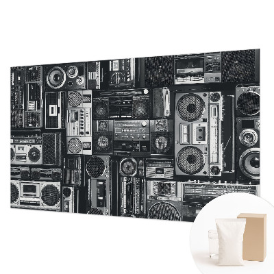 Papel mural texturado decorativo con diseño de radio retro