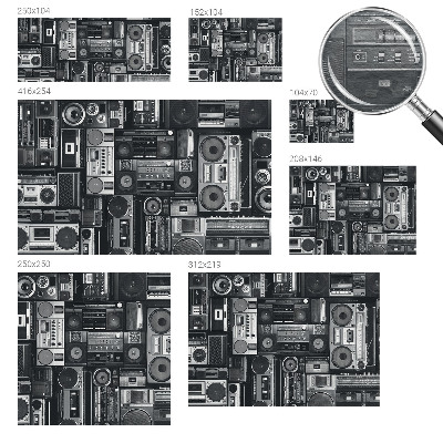 Papel mural texturado decorativo con diseño de radio retro