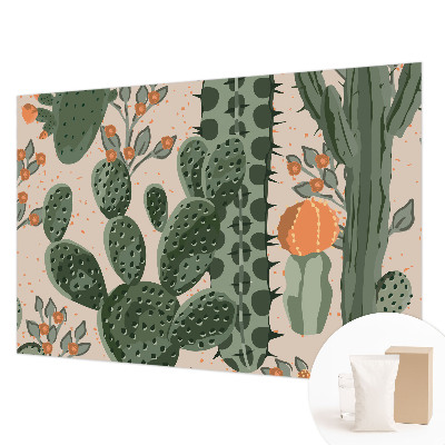 Papel mural con patrón decorativo con motivos de cactus verdes