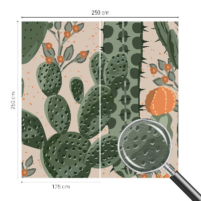 Papel mural con patrón decorativo con motivos de cactus verdes