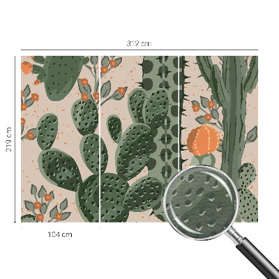 Papel mural con patrón decorativo con motivos de cactus verdes
