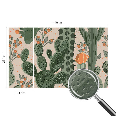 Papel mural con patrón decorativo con motivos de cactus verdes