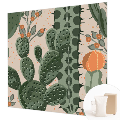 Papel mural con patrón decorativo con motivos de cactus verdes