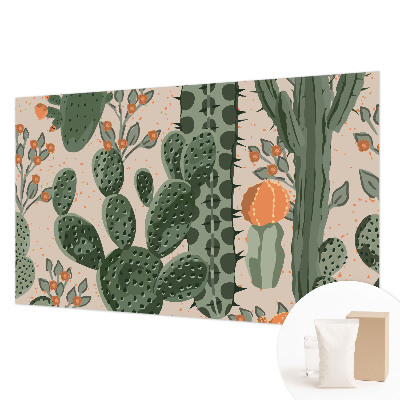 Papel mural con patrón decorativo con motivos de cactus verdes