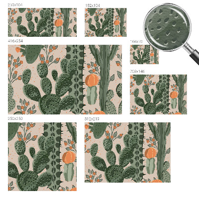 Papel mural con patrón decorativo con motivos de cactus verdes