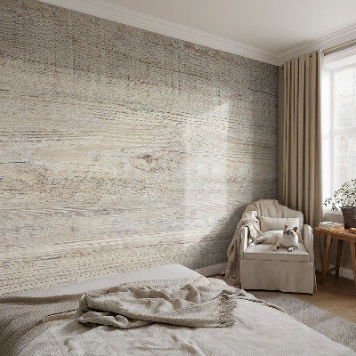 Mural de pared con estampado hermoso con anillos de madera como detalle decorativo
