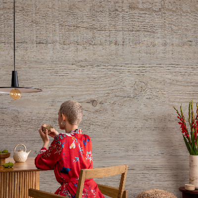 Mural de pared con estampado hermoso con anillos de madera como detalle decorativo