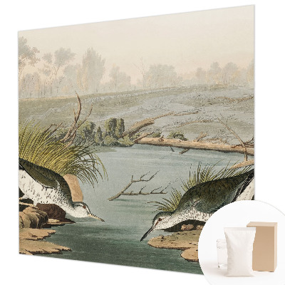 Papel mural texturado decorativo con un motivo de paisaje tranquilo