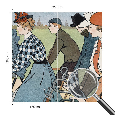 Mural de pared con estampado hermoso con diseño de ciclistas clásicos