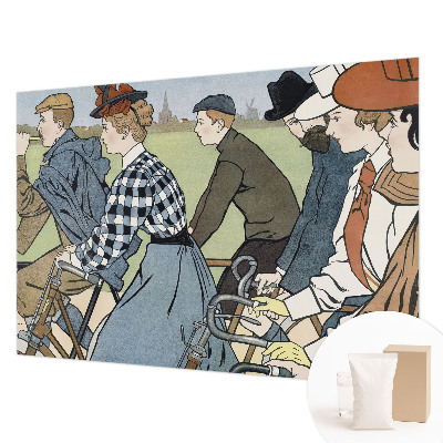Mural de pared con estampado hermoso con diseño de ciclistas clásicos