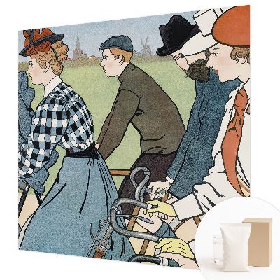 Mural de pared con estampado hermoso con diseño de ciclistas clásicos