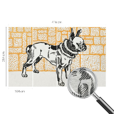 Papel mural texturado decorativo con diseño de perro de estilo retro