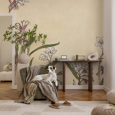 Fotomural decorativo para cabecero de cama con diseño de elegancia floral para cabecero