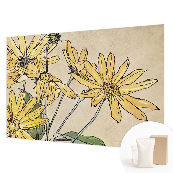 Mural de pared con estampado hermoso con motivo de flores pintadas en acuarela