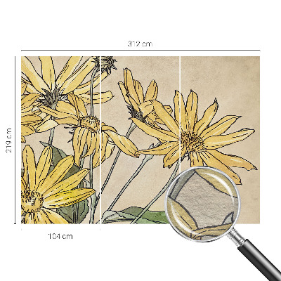 Mural de pared con estampado hermoso con motivo de flores pintadas en acuarela