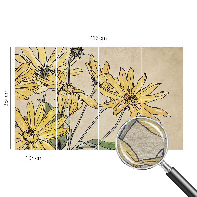 Mural de pared con estampado hermoso con motivo de flores pintadas en acuarela