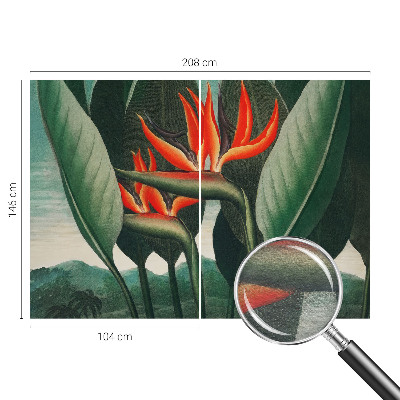 Fotomural decorativo para cabecero de cama con diseño de flores exóticas