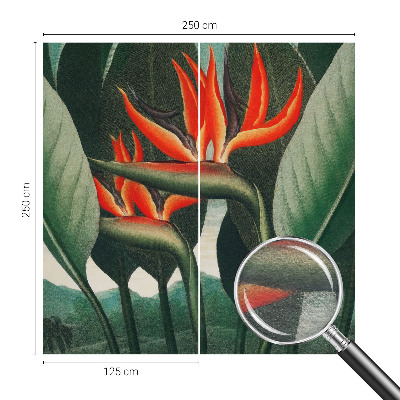 Fotomural decorativo para cabecero de cama con diseño de flores exóticas