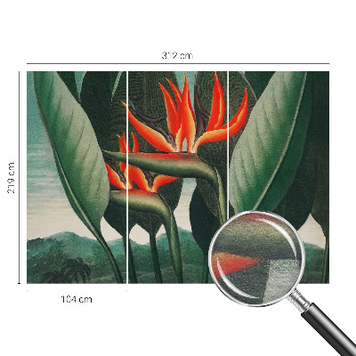 Fotomural decorativo para cabecero de cama con diseño de flores exóticas