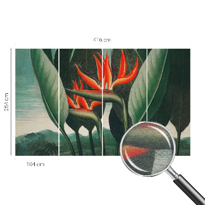 Fotomural decorativo para cabecero de cama con diseño de flores exóticas