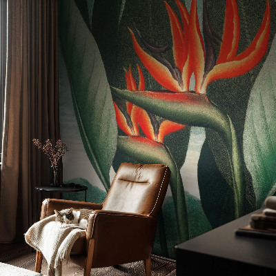 Fotomural decorativo para cabecero de cama con diseño de flores exóticas