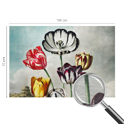 Papel mural texturado decorativo con estampado de tulipanes coloridos