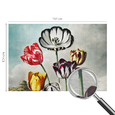 Papel mural texturado decorativo con estampado de tulipanes coloridos