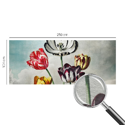Papel mural texturado decorativo con estampado de tulipanes coloridos