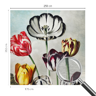 Papel mural texturado decorativo con estampado de tulipanes coloridos
