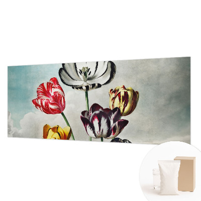 Papel mural texturado decorativo con estampado de tulipanes coloridos