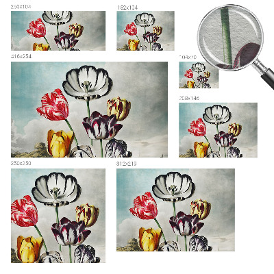 Papel mural texturado decorativo con estampado de tulipanes coloridos