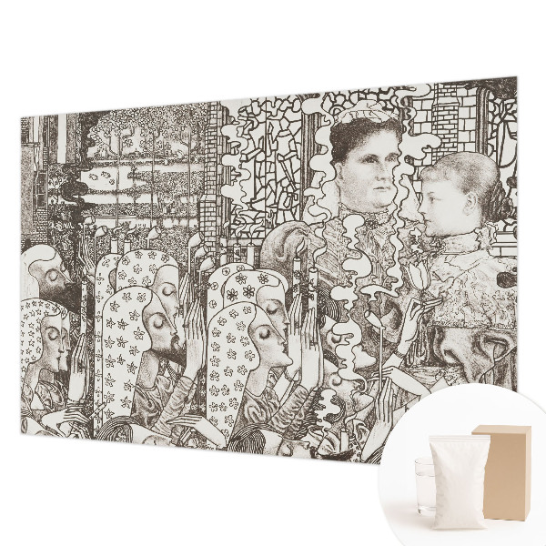 Mural decorativo con retratos florales