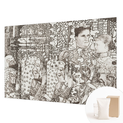 Mural decorativo con retratos florales