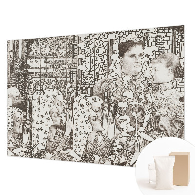 Mural decorativo con retratos florales