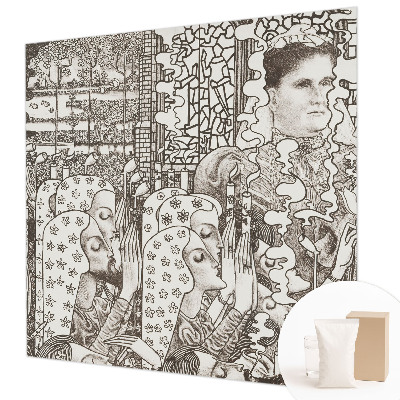 Mural decorativo con retratos florales