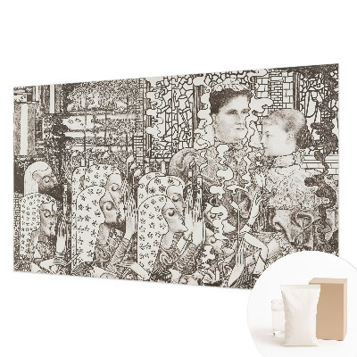 Mural decorativo con retratos florales
