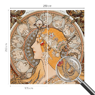 Papel mural con patrón decorativo con motivo zodiacal elegante