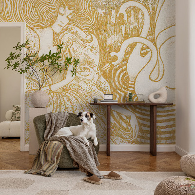 Mural de pared con estampado hermoso con diseño de elegancia femenina