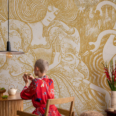 Mural de pared con estampado hermoso con diseño de elegancia femenina